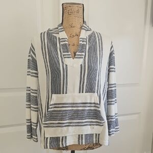 Billabong Blue & White Striped Hoodie Swim Coverup